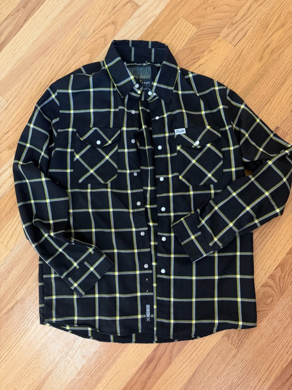 Dixxon men’s Black & Yellow Plaid Button-Up Shirt